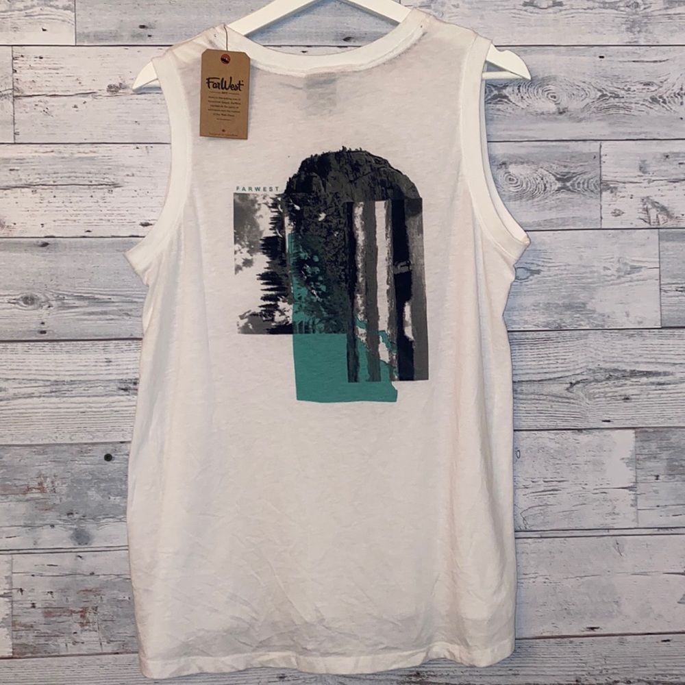 FarWest Tank Top White NWT Far West Men’s Size L Muscle Shirt